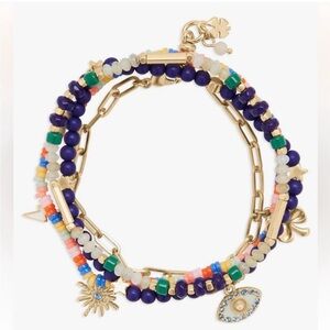 Lucky Brand NWT,Gold Plated, semi-precious stones, Beaded Bracelet Stackable Set